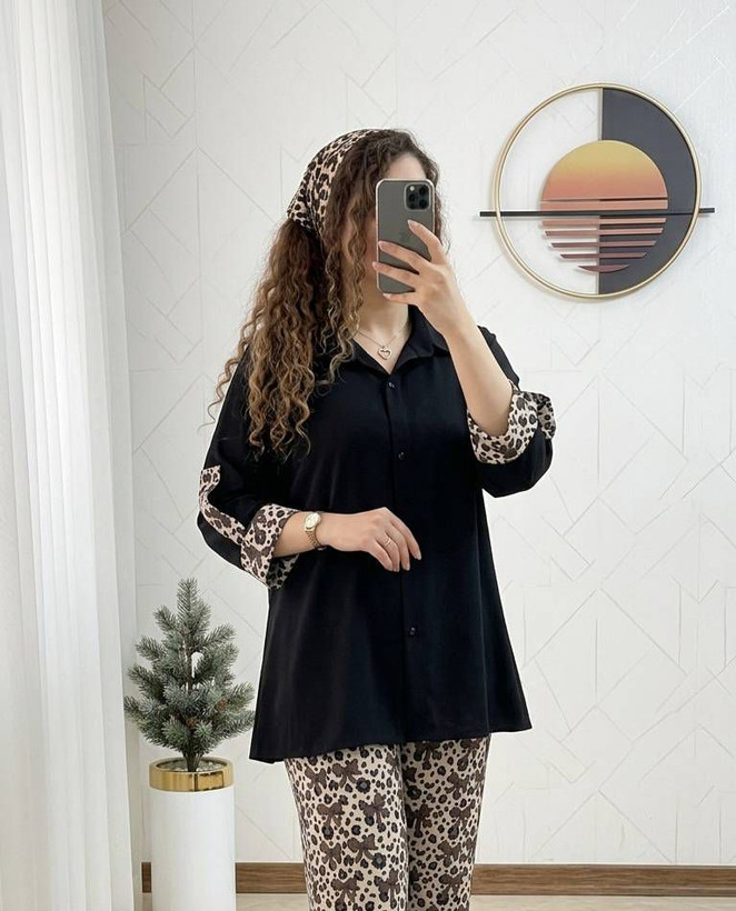ست شومیز شلوار پلنگی