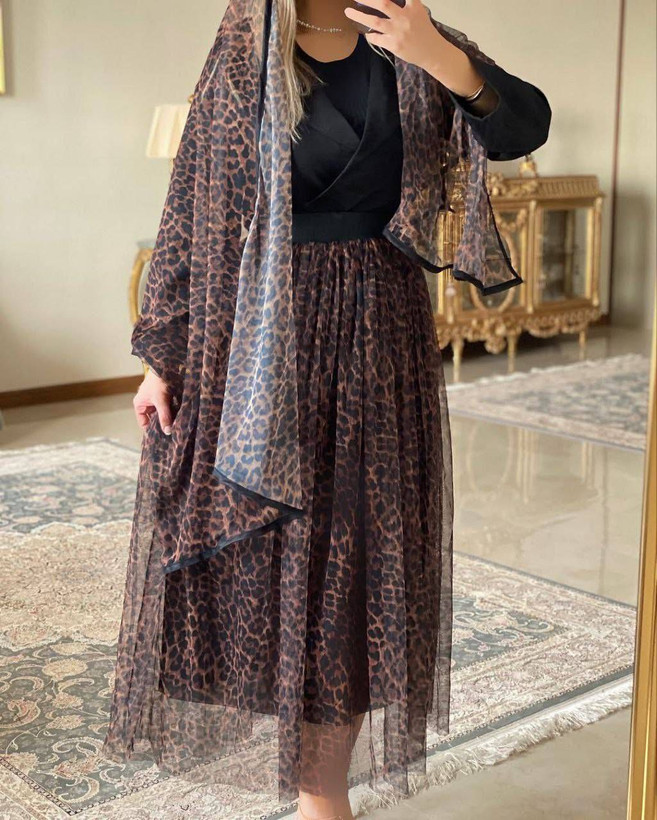 ست کت دامن شال پلنگی
