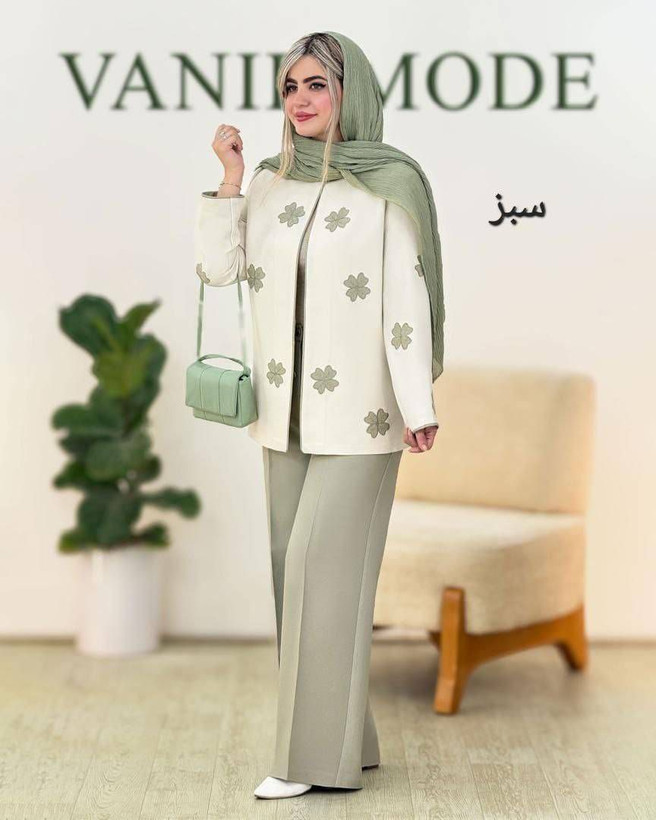 ست کت شلوار گل دار لیزری