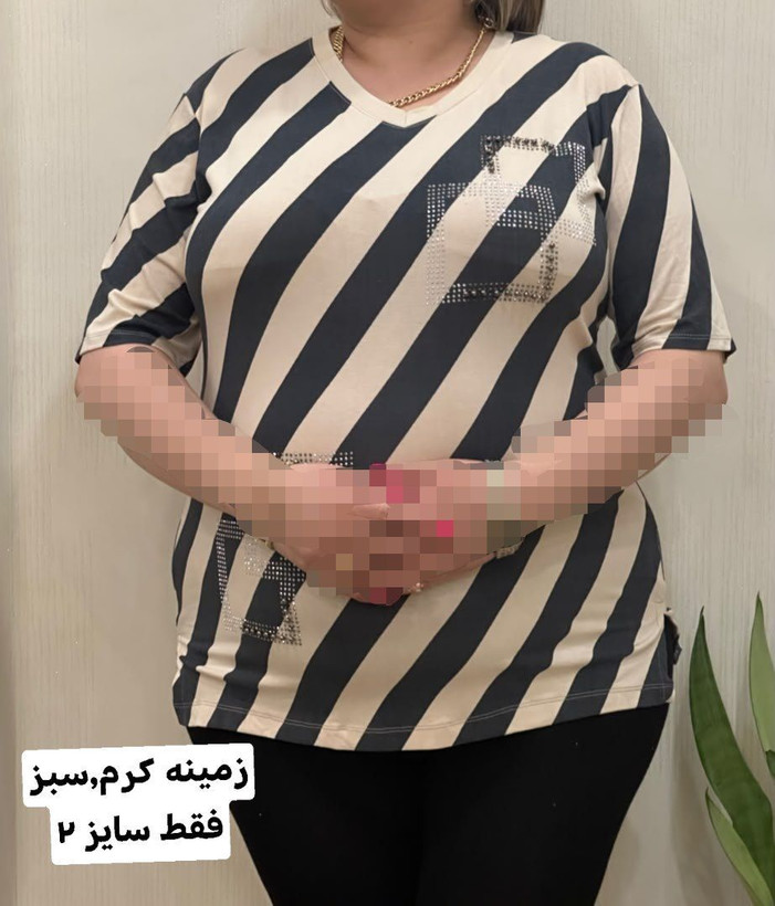بلوز ویسکوز وارداتی | کج راه درشت نگین مربع