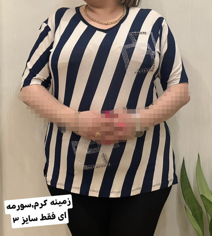 بلوز ویسکوز وارداتی | کج راه درشت نگین مربع